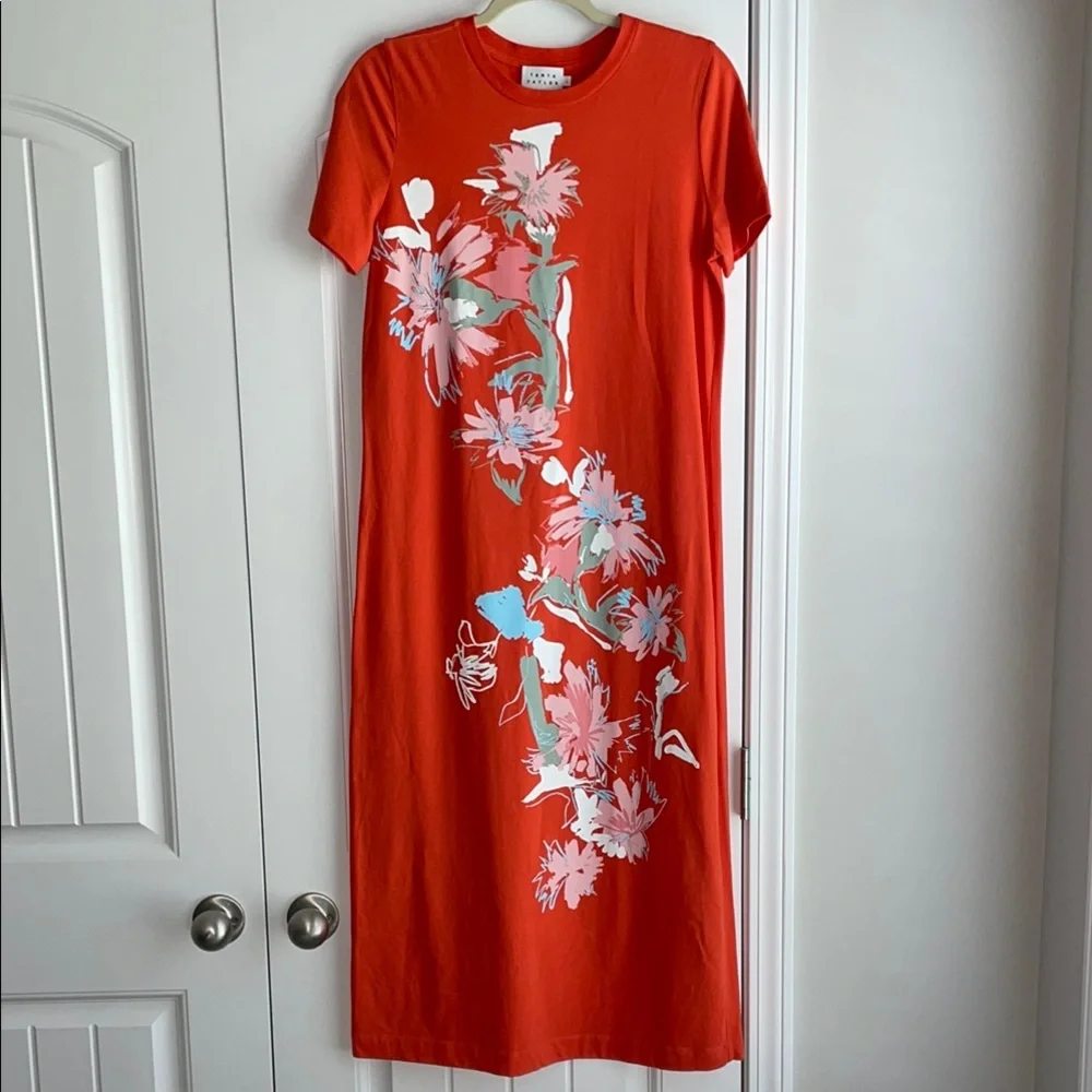 Tanya Taylor Floral Print Midi T-Shirt Dress - Picture 3 of 8